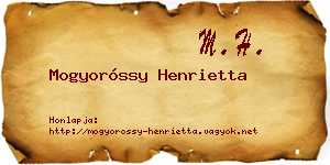 Mogyoróssy Henrietta névjegykártya