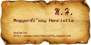 Mogyoróssy Henrietta névjegykártya